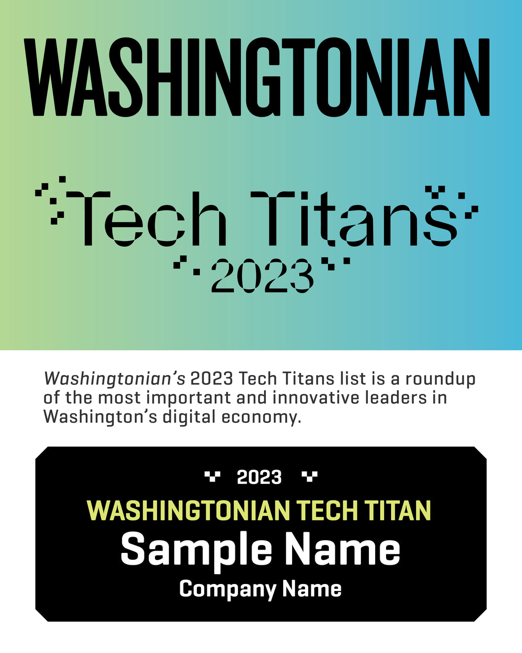 Washingtonian Tech Titans Plaque