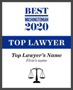 Washingtonian Top Lawyer Plaque