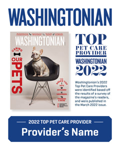 Washingtonian Top Pet Care Providers Plaque